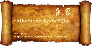Halbritter Borbála névjegykártya